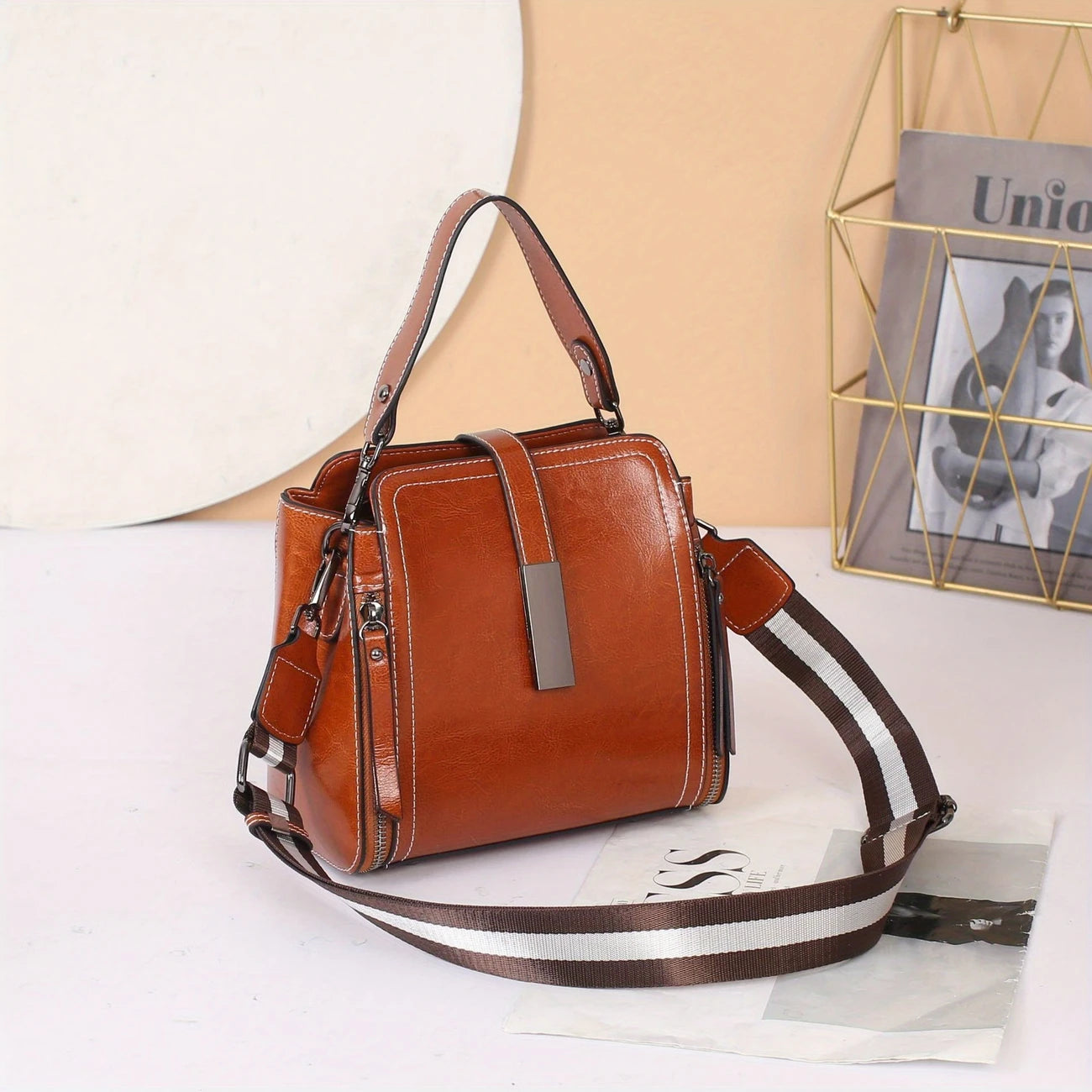 Genuine Leather Women's Crossbody Tote Bag