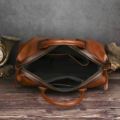 Vintage Brown Leather Handbag for Women