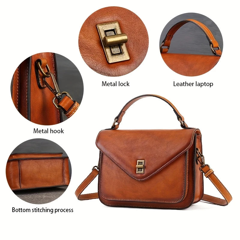 Genuine Leather Women's Retro Mailman Crossbody Bag